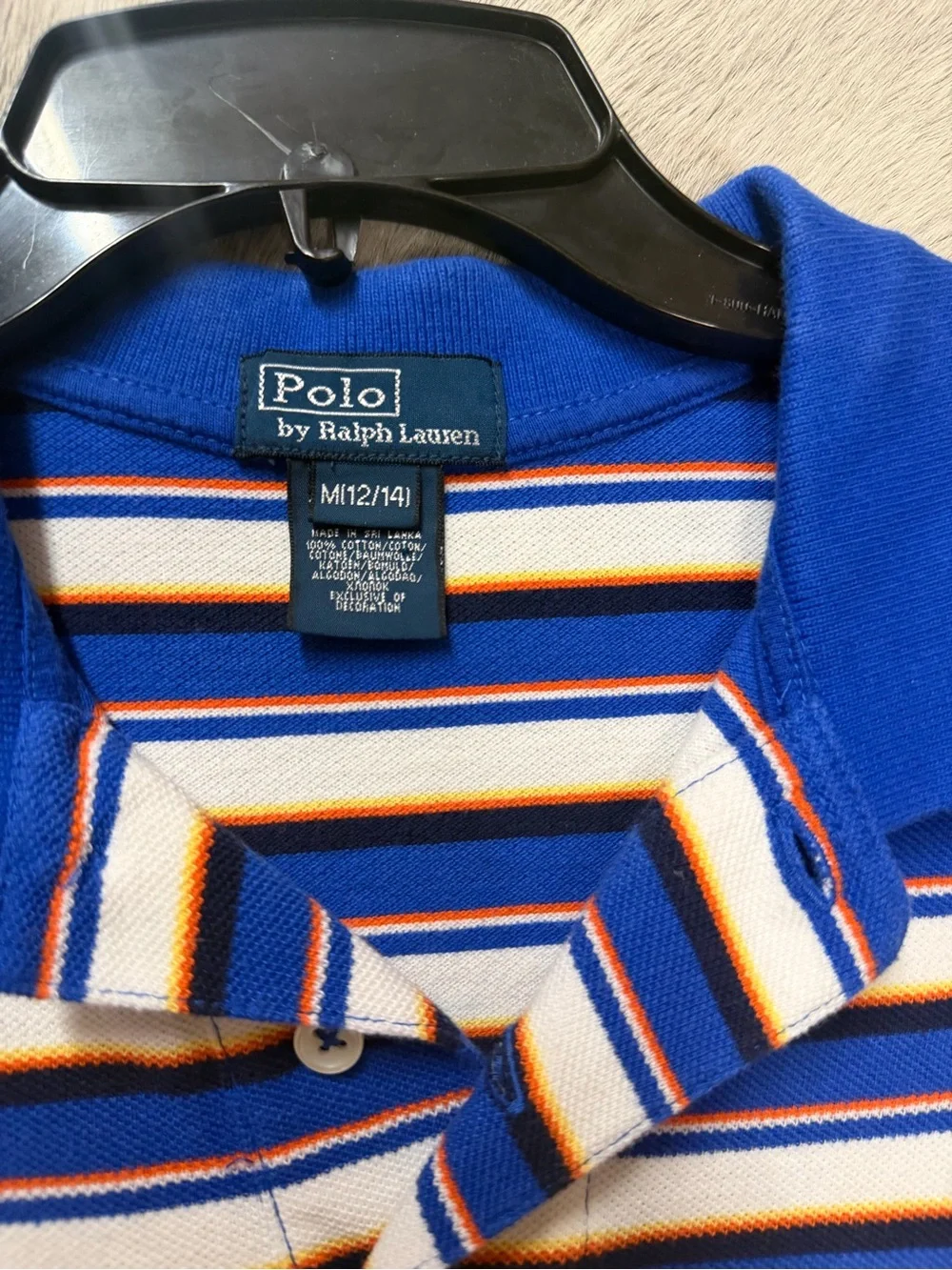Ralph Lauren youth medium 10-12 Blue, White & Yellow Striped Polo shirt
